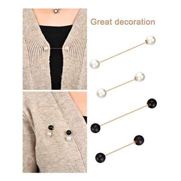 6 Pieces Women Brooch Pins Sweater Shawl Cardigan Collar Clips Retro Pearl Crystal Dress Shirt Clip for Back Cinch and Waist for Women Girl Clothing Costume Accessory