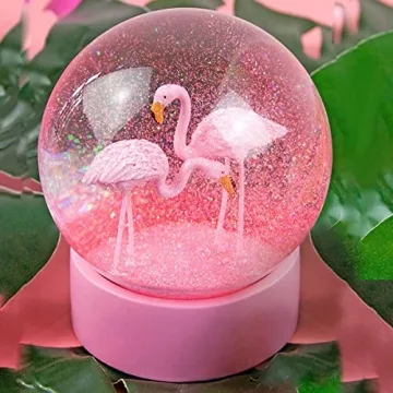 Pink Flamingos Snow Globe for Kids and Home Decor