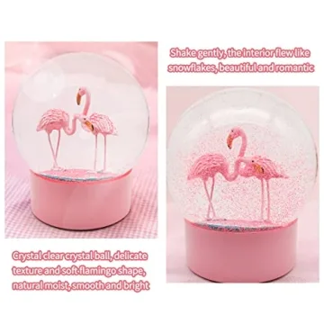 Pink Flamingos Snow Globe for Kids and Home Decor