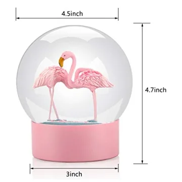 Pink Flamingos Snow Globe for Kids and Home Decor