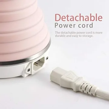 Ultrathin Upgraded Food Grade Silicone Travel Foldable Electric Kettle Boil Dry Protection Portable with Dual Voltage and Separable Power Cord,555ML 110-220V US Plug