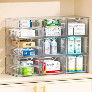 caktraie Acrylic Makeup Organizer, 4 Pack Drawer Organizer - Transparent Desktop Storage for Cosmetics, Office Supplies & More - Clear Organizer for Home & Office Use