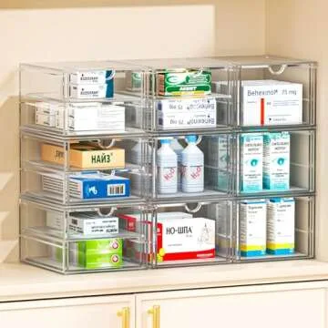 caktraie Acrylic Makeup Organizer, 4 Pack Drawer Organizer - Transparent Desktop Storage for Cosmetics, Office Supplies & More - Clear Organizer for Home & Office Use