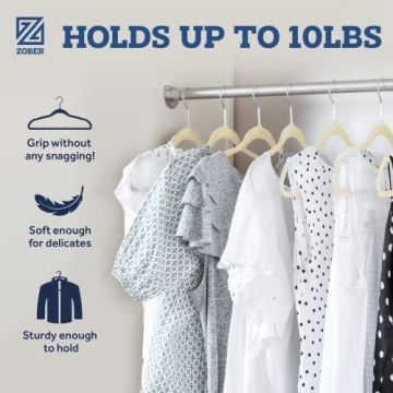 Zober Velvet Hangers - 50 Pack Heavy Duty Non-Slip Design