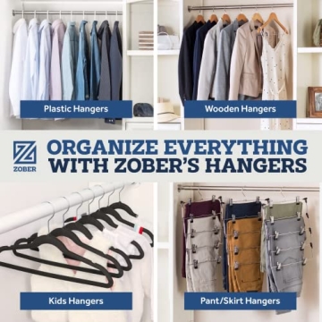 Zober Velvet Hangers - 50 Pack Heavy Duty Non-Slip Design