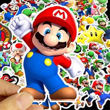jjlin Super Mario Bros Stickers for Water Bottles 50 Pack Cute,Waterproof,Aesthetic,Trendy Stickers ...