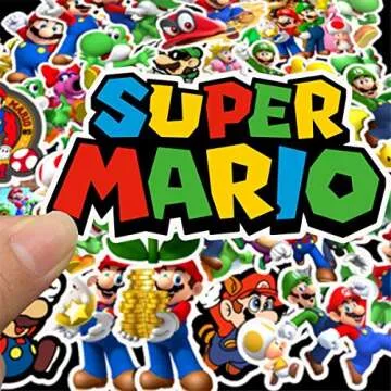 jjlin Super Mario Bros Stickers for Water Bottles 50 Pack Cute,Waterproof,Aesthetic,Trendy Stickers for Teens,Girls Perfect for Waterbottle,Laptop,Phone,Travel Extra Durable Vinyl (Mario)