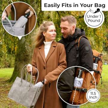 TUMELLA Strongest Windproof Travel Umbrella (Compact, Superior & Beautiful), Small Strong but Light ...