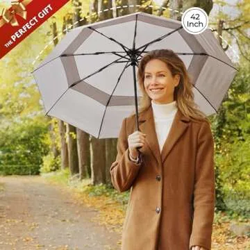 TUMELLA Strongest Windproof Travel Umbrella (Compact, Superior & Beautiful), Small Strong but Light Portable and Automatic Folding Rain Umbrella, Durable Premium Grip, Fits Car & Backpack