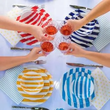 Vietri Amalfitana Yellow Stripe Dinner Plate Handcrafted Terra Cotta Dining Plate Ceramic Dinnerware - 10 Inch Yellow