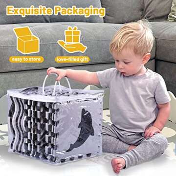 SUPERJARE Baby Play Mat with Fence, Flat Size 59.6"×59.6“×0.56”, Interlocking Foam Floor Tiles, Non Toxic Crawling Mat for Playroom & Nursery, Neutral Color for Infants, Baby & Toddler