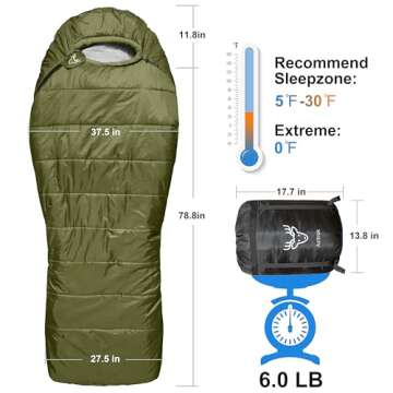 Azitrek 0 Degree Mummy Sleeping Bag | Extra Space & Comfort