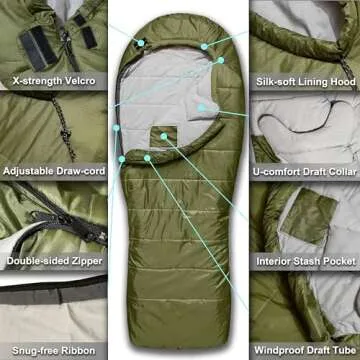 Azitrek 0 Degree Mummy Sleeping Bag | Extra Space & Comfort