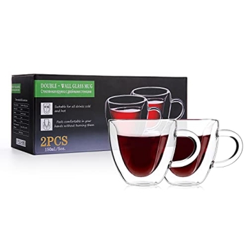 Heart Shaped Double Wall Coffee Mugs Set - 5oz