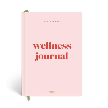 Papier Daily Wellness Journal Diary - Baby Pink, 8.46"L x 6.02"W | Hardback Cover Wellbeing, Gratitu...