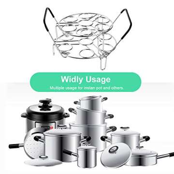 Stackable Egg Steamer Rack, BiaoGan Egg Cooking Rack with Heat Resistant Silicone Handles Compatible with Instant Pot Accessories 6,8 Quart, 14 Eggs Multipurpose Steamer Rack Trivet