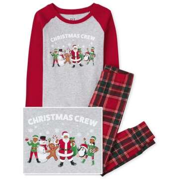 The Children's Place,Family Matching Christmas Holiday Pajamas Sets, Snug Fit 100% Cotton, Adult, Big Kid, Toddler, Baby,Kids - PJ Set,SANTA XMASS CREW,5