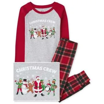 The Children's Place,Family Matching Christmas Holiday Pajamas Sets, Snug Fit 100% Cotton, Adult, Big Kid, Toddler, Baby,Kids - PJ Set,SANTA XMASS CREW,5