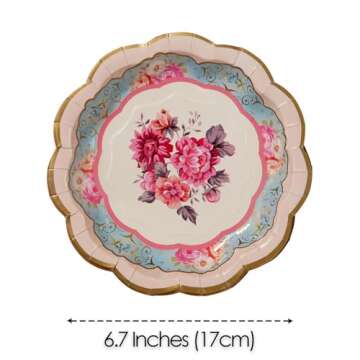 Talking Tables Truly Scrumptious Disposable Plates, 12 Count, 6.5 inches for Tea Party or Birthday
