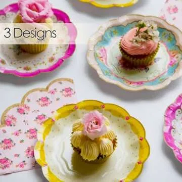 Talking Tables Truly Scrumptious Disposable Plates, 12 Count, 6.5 inches for Tea Party or Birthday