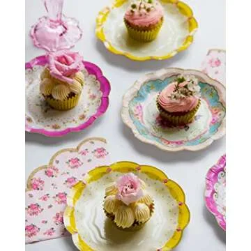 Talking Tables Truly Scrumptious Disposable Plates, 12 Count, 6.5 inches for Tea Party or Birthday