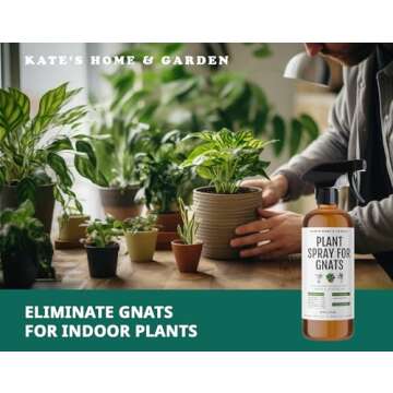 Kate's Home & Garden Plant Spray for Insects & Getting Rid of Gnats with 12 Sticky Traps. Fungus Gnat Killer & Bug Spray for Indoor Plants (16oz, Pet Safe, Non Toxic)
