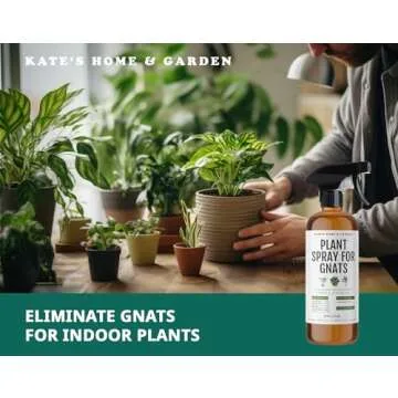 Kate's Home & Garden Plant Spray for Insects & Getting Rid of Gnats with 12 Sticky Traps. Fungus Gnat Killer & Bug Spray for Indoor Plants (16oz, Pet Safe, Non Toxic)