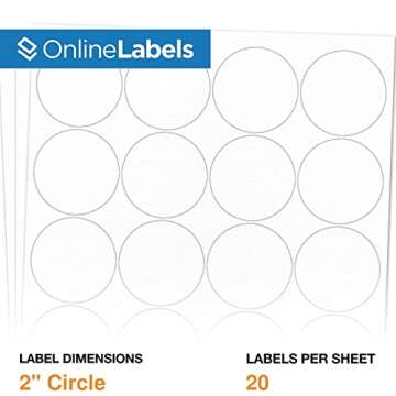 2" Round Labels - Permanent Adhesive, White Matte - Great for Candle and Jar Lids, Products, Favor L...