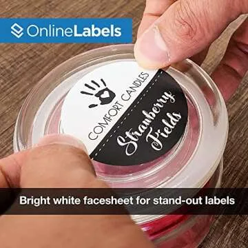 2" Round Labels - Permanent Adhesive, White Matte - Great for Candle and Jar Lids, Products, Favor Labels - Pack of 2,000 Circle Stickers, 100 Sheets - Inkjet/Laser Printers, OL5375WX, OnlineLabels
