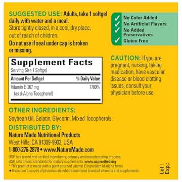 Nature Made Vitamin E 267 mg for Antioxidant Support