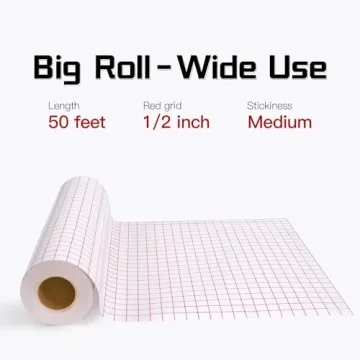 12x50 FT Clear Vinyl Transfer Tape with Grid for Crafting