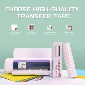 12x50 FT Clear Vinyl Transfer Tape with Grid for Crafting