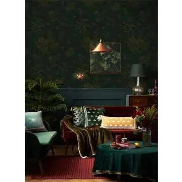 Dimoon 78.7"×17.3”Floral Peel and Stick Wallpaper Dark Green Golden Contact Paper Leaf Waterproof Butterfly Wall Paper Thicken Removable Vintage Self Adhesive Cabinets Shelf Liner Decal Vinyl Roll