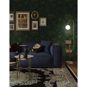 Dimoon 78.7"×17.3”Floral Peel and Stick Wallpaper Dark Green Golden Contact Paper Leaf Waterproof Butterfly Wall Paper Thicken Removable Vintage Self Adhesive Cabinets Shelf Liner Decal Vinyl Roll