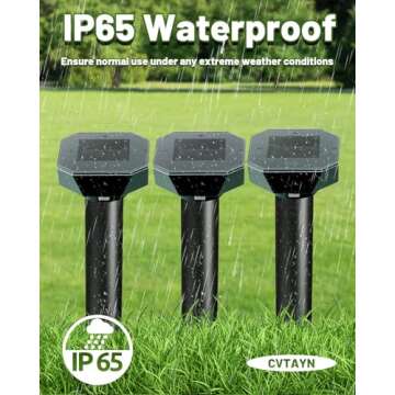 Solar Ultrasonic Mole & Snake Repellent for Lawn 4 Pack