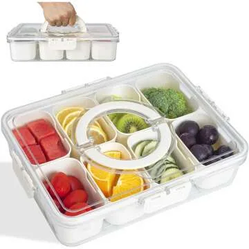 Divided Serving Tray with Lid for Food Organization