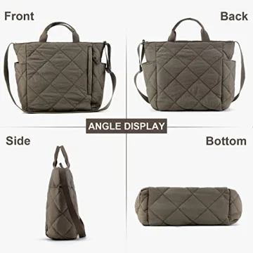 Quilted Tote Bag for Women Puffer Hobo Handbag Lightweight Quilted Padding Shoulder Bag Nylon Padded Crossbody Bag Zip Closure