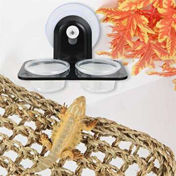 SLSON Gecko Feeder Ledge Acrylic Improved Suction Cup Reptile Feeder with 20 Pack 1 oz Plastic Bowls...