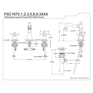 Kingston Brass FSC1979AX Classic Widespread Faucet Polished Nickel