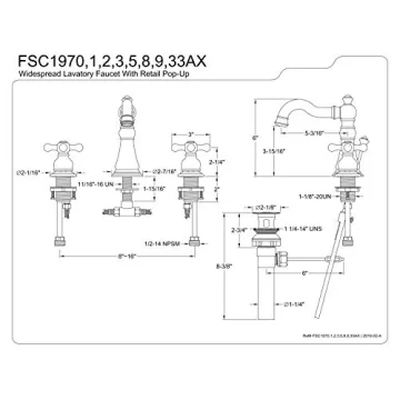 Kingston Brass FSC1979AX Classic Widespread Faucet Polished Nickel