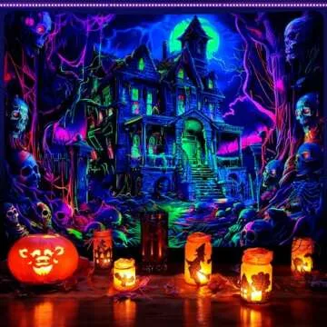 Krelymics UV Reactive Blacklight Halloween Tapestry