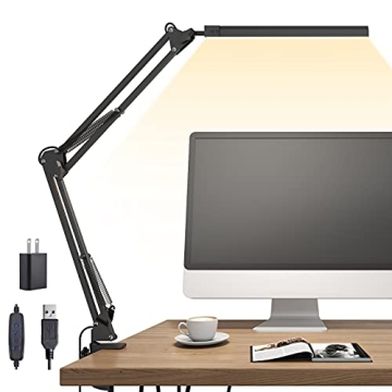 TROPICALTREE LED Desk Lamp: 10 Brightness & 3 Color Modes, Eye-Caring Light