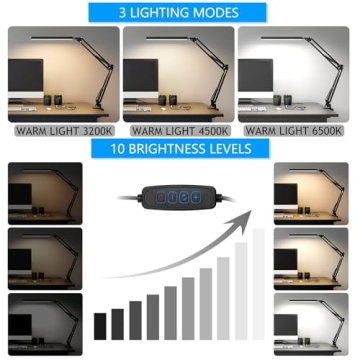 TROPICALTREE LED Desk Lamp 10 Brightness 3 Color Modes