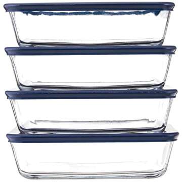 Durable 6-Cup Glass Food Storage Containers - Pack of 4