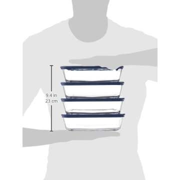 Durable 6-Cup Glass Food Storage Containers - Pack of 4