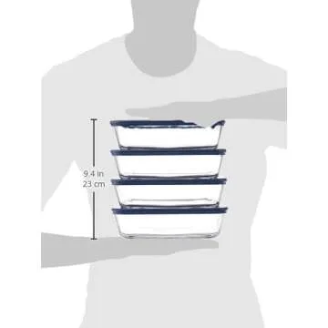 Durable 6-Cup Glass Food Storage Containers - Pack of 4