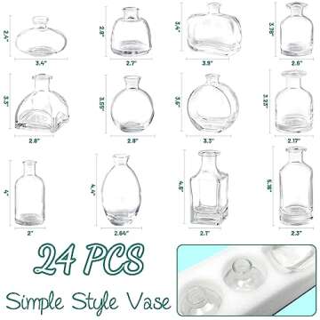 Bud Vases Set of 24, Glass Bud Vases in Bulk, Clear Bud Vases for Centerpieces, Small Glass Vases Fl...