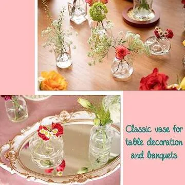 Bud Vases Set of 24, Glass Bud Vases in Bulk, Clear Bud Vases for Centerpieces, Small Glass Vases Flowers Vintage Vases for Rustic Wedding Home Decor Floral Arrangements Mini Glass Bud Vase