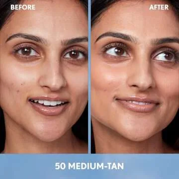 Covergirl Simply Ageless Skin Perfector Essence Foundation, 50 Medium-Tan, Tinted Skin Perfector, Skincare Makeup Hybrid, Sheer Tint, Radiant Finish, Skin-Like Finish, Vegan Formula, 1.0oz