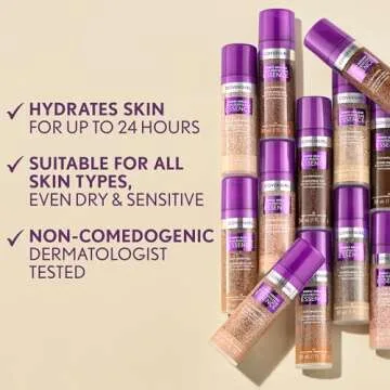 Covergirl Simply Ageless Skin Perfector Essence Foundation, 50 Medium-Tan, Tinted Skin Perfector, Skincare Makeup Hybrid, Sheer Tint, Radiant Finish, Skin-Like Finish, Vegan Formula, 1.0oz